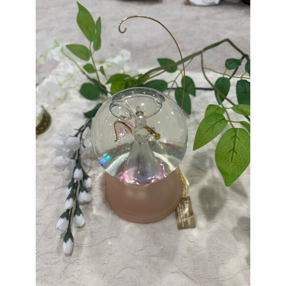 Angel Musical Snow Globe By Roman Inc. With Gold Accents & Pink Base with Box - Picture 4 of 7
